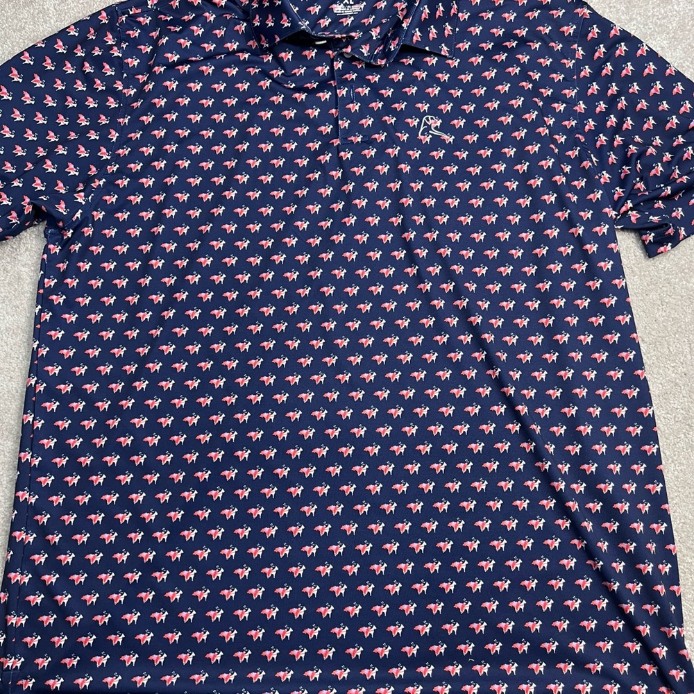 Rhoback The Goat USA Flag Performance Golf Shirt Red Blue White XL